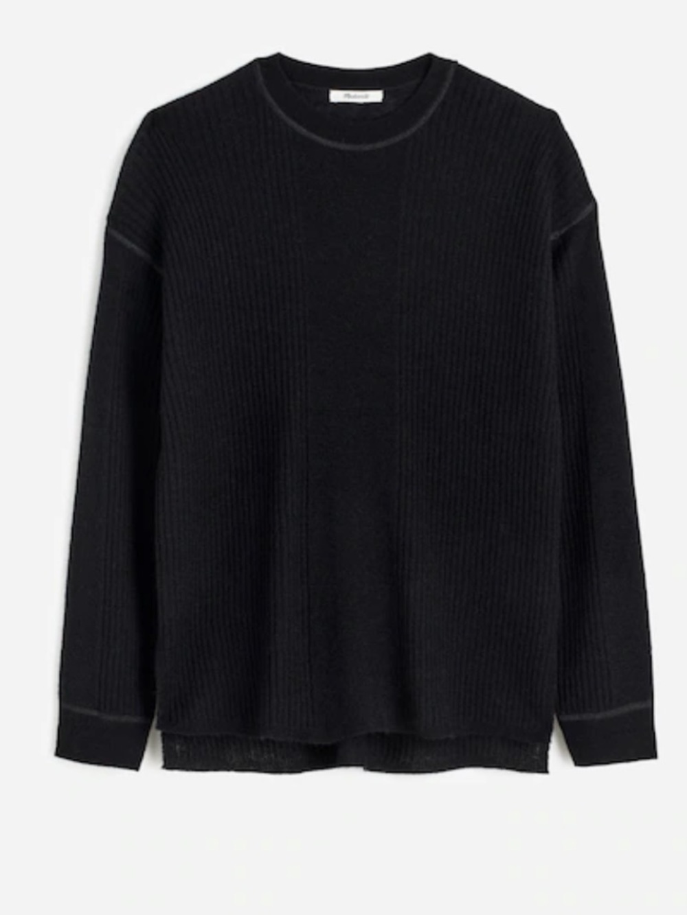 Madewell Ribbed Alpaca Blend Crewneck Sweater in True Black